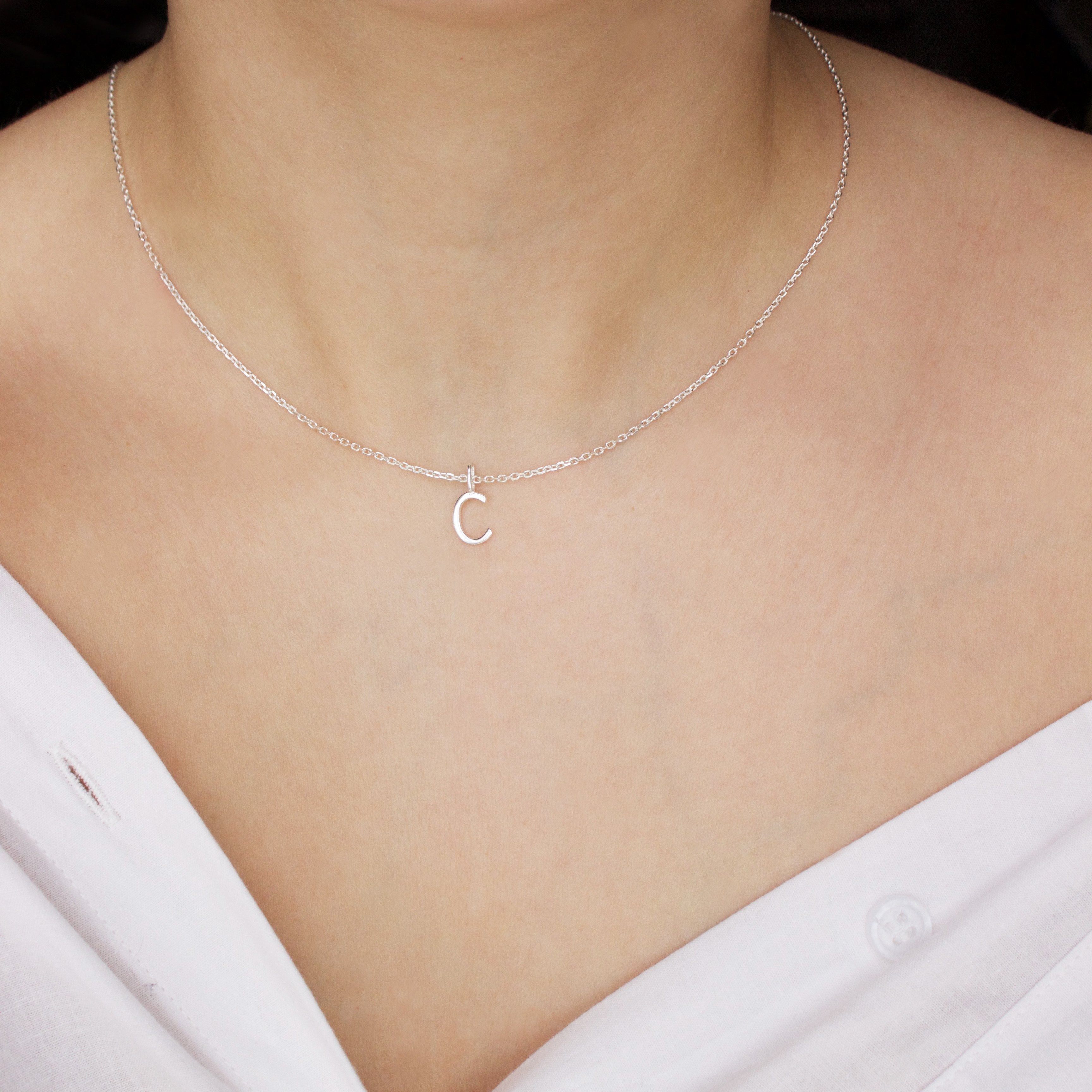 Custom Initial Silver Disc Necklace | Eve's Addiction